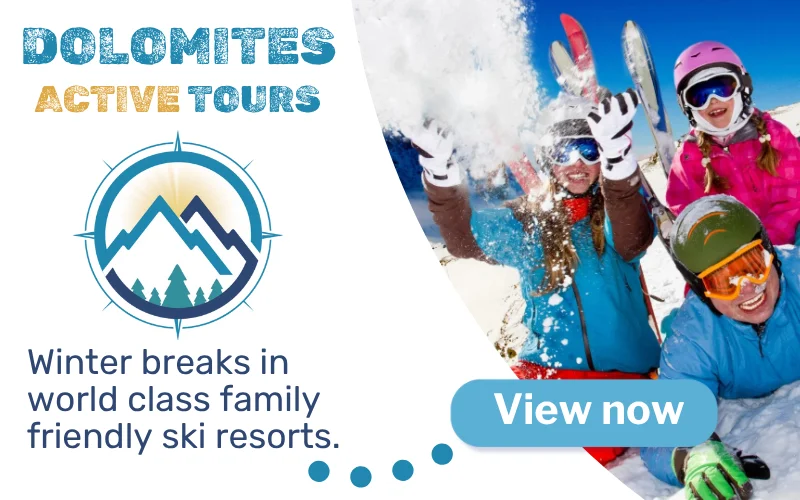 Dolomites Active Tours - Winter breaks in world class family friendly ski resorts. Click to View Vacations.