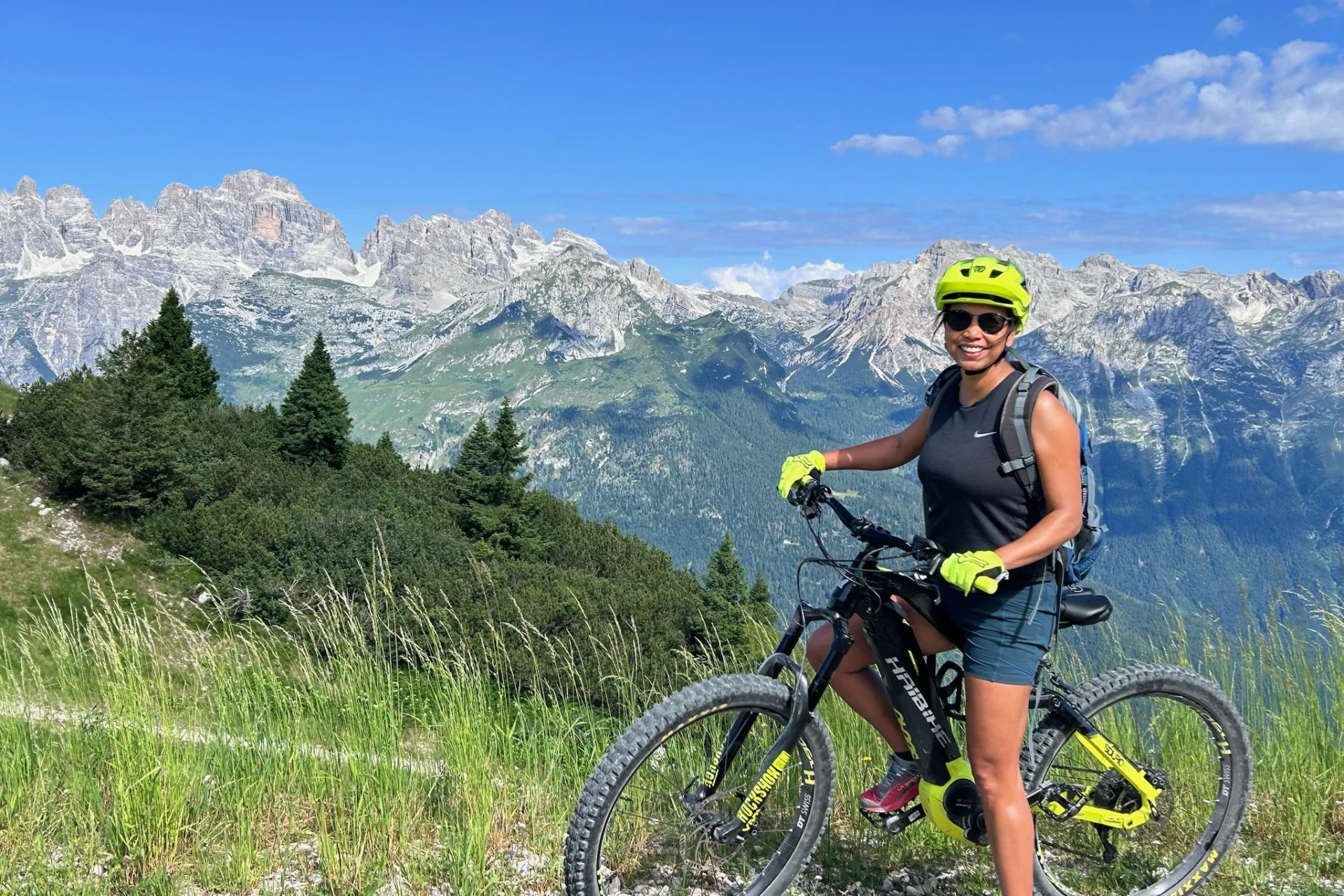 Cycling with views of Brenta Dolomites.