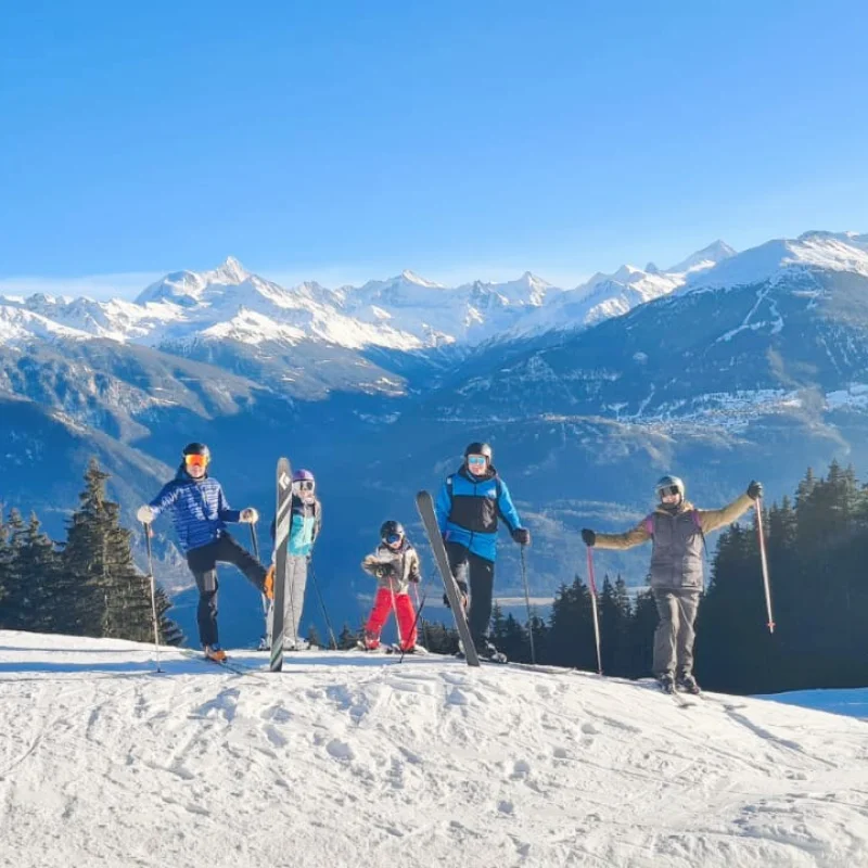 Group skiing in the Italian Alps.