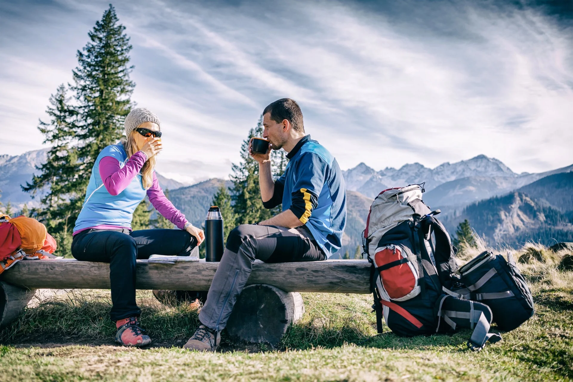 Hikers stopping for a drink
