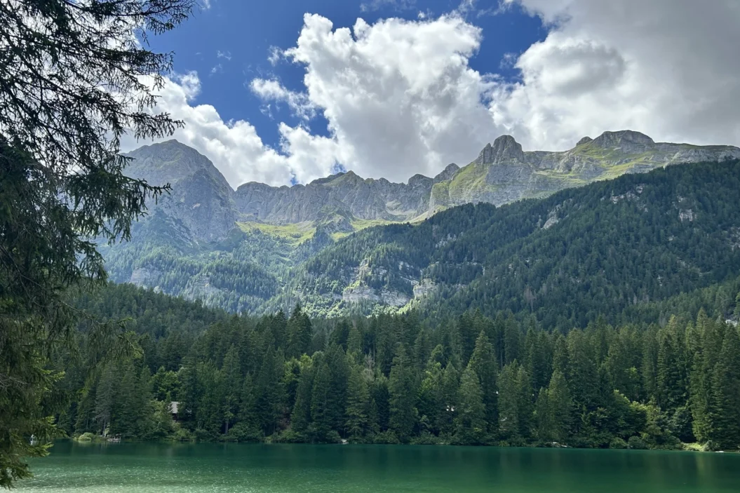 Lago di Tovel view of the Brenta in the distance.