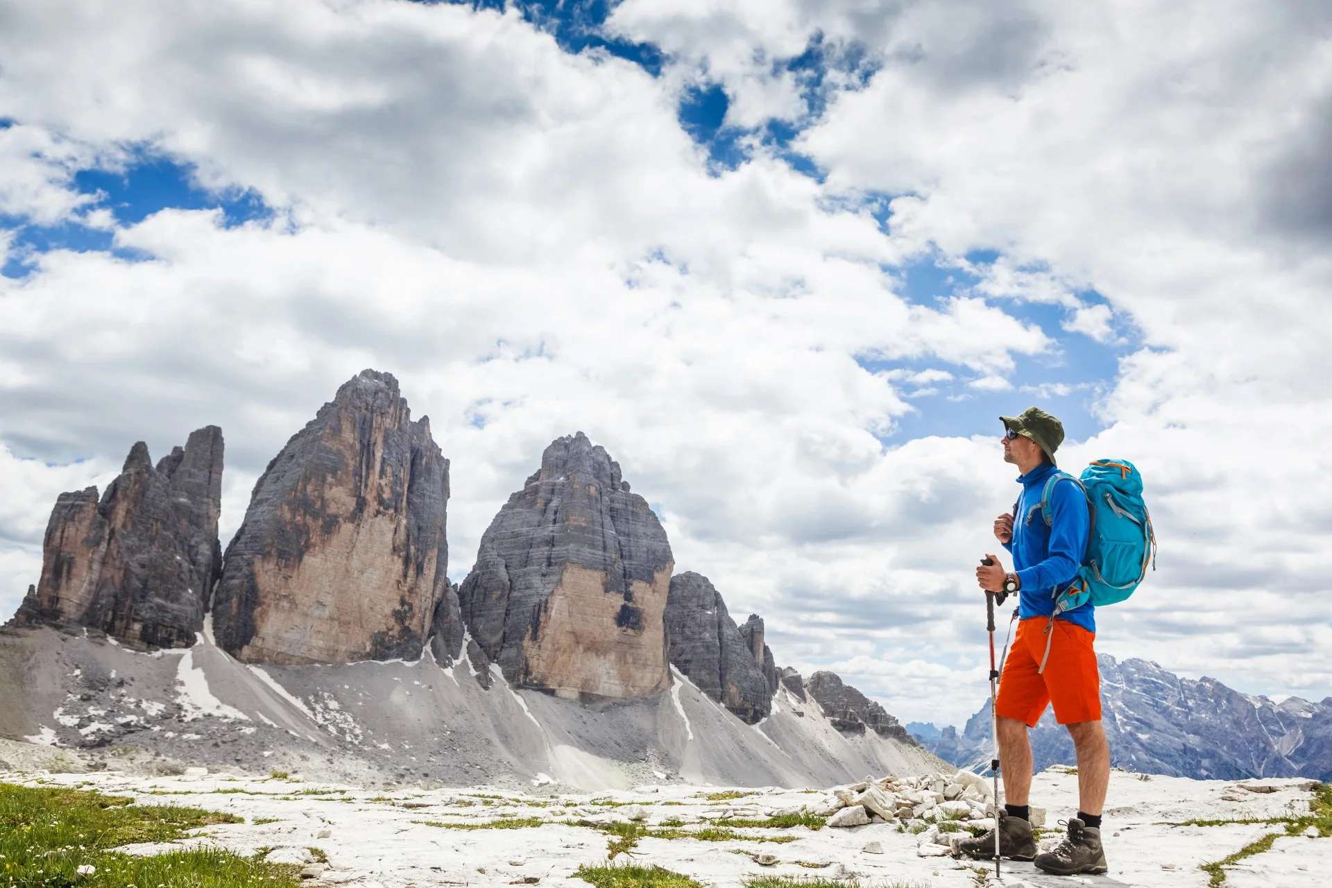 Man hiking in Tre Cime di Lavaredo - South Tyrol
