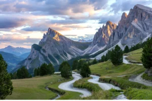 Mount Seceda, looking toward the peaks of the Odle Group.