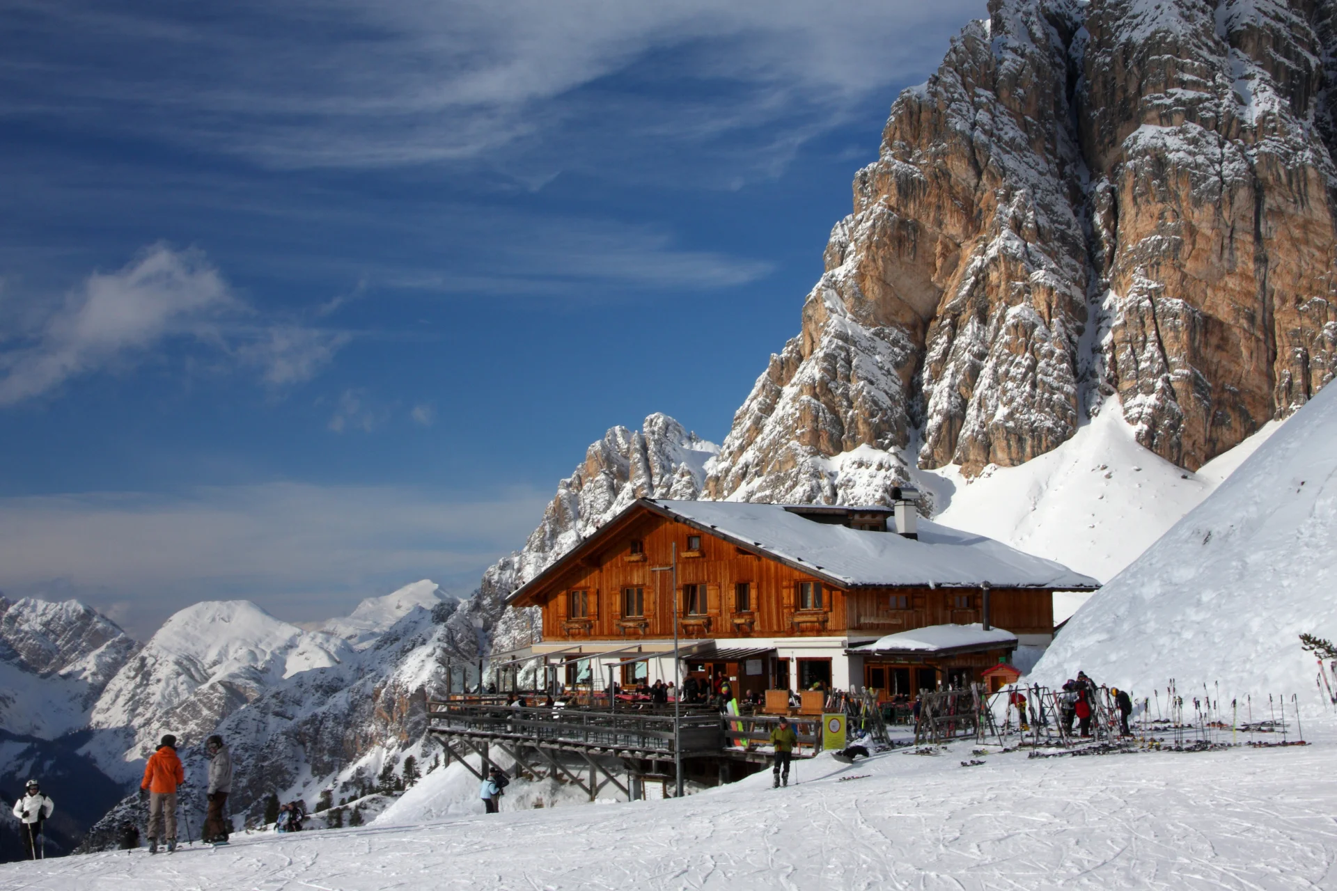 Skiing at Monte Cristallo - Cortina d'Ampezzo - Son Forca Ski Hut.