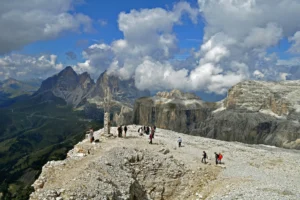 Summit of Sass Pordoi - Sella Group in the Dolomites.