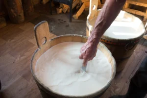 Traditional cheesemaking.