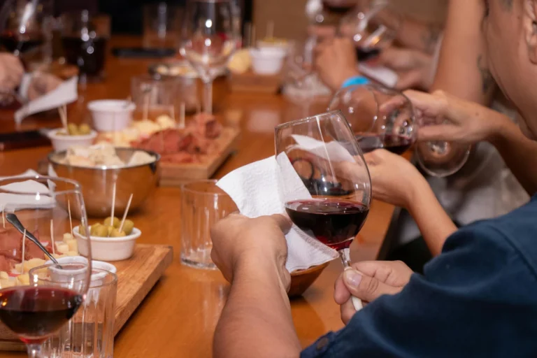 Wine tasting with snacks.