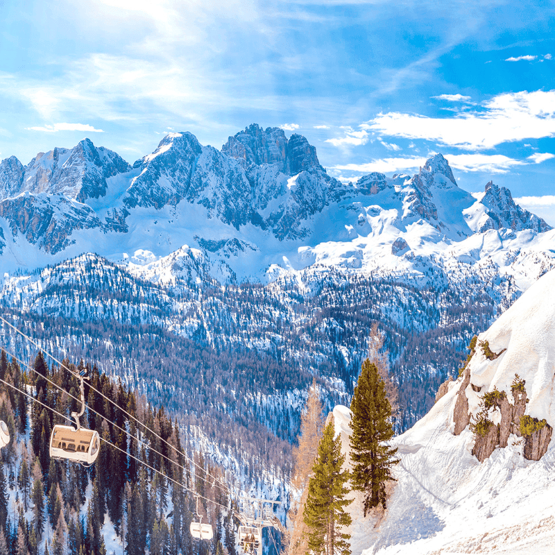 Winter view of Val Gardena Dolomiti Super Ski.
