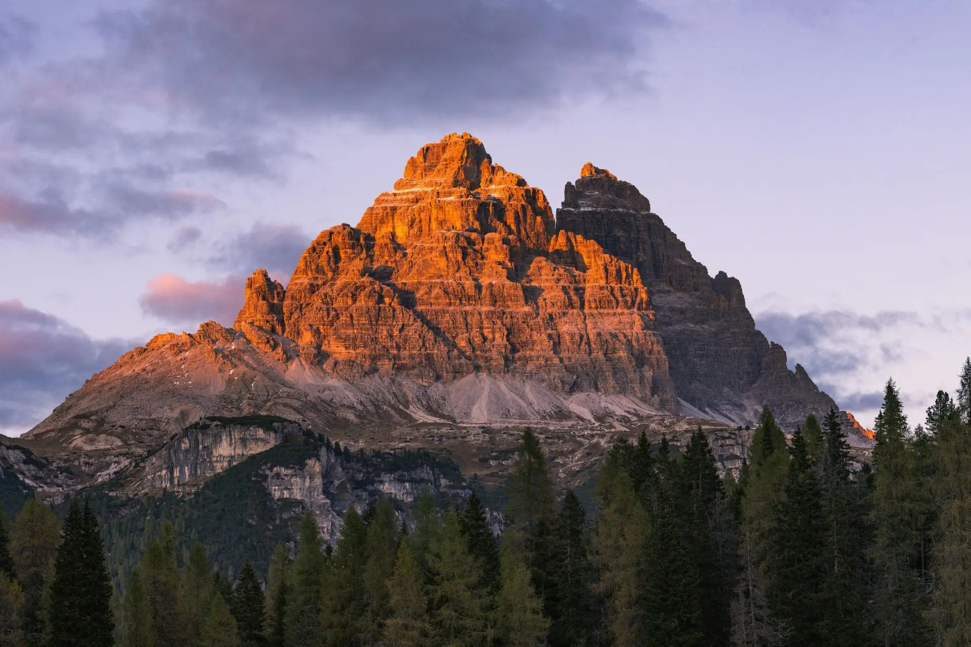 Alpine Glow at Sunset in Tre Cime di Lavaredo.