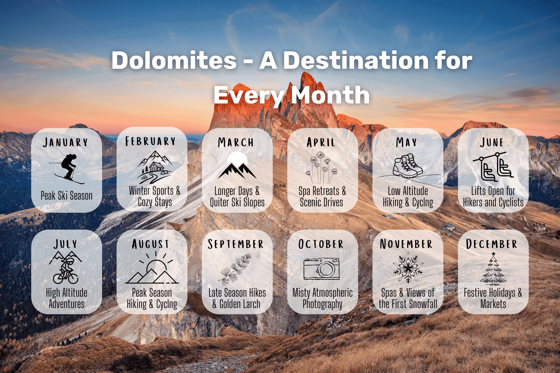 Dolomites calendar - A year round destination.
