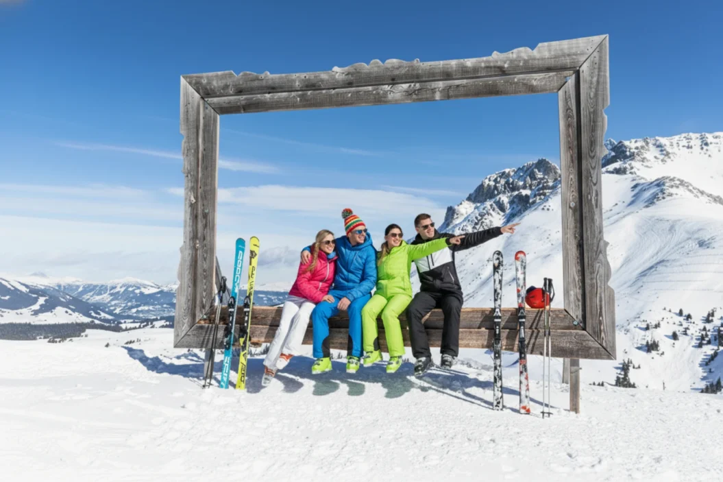 Group of skiers at Val di Fiemme.