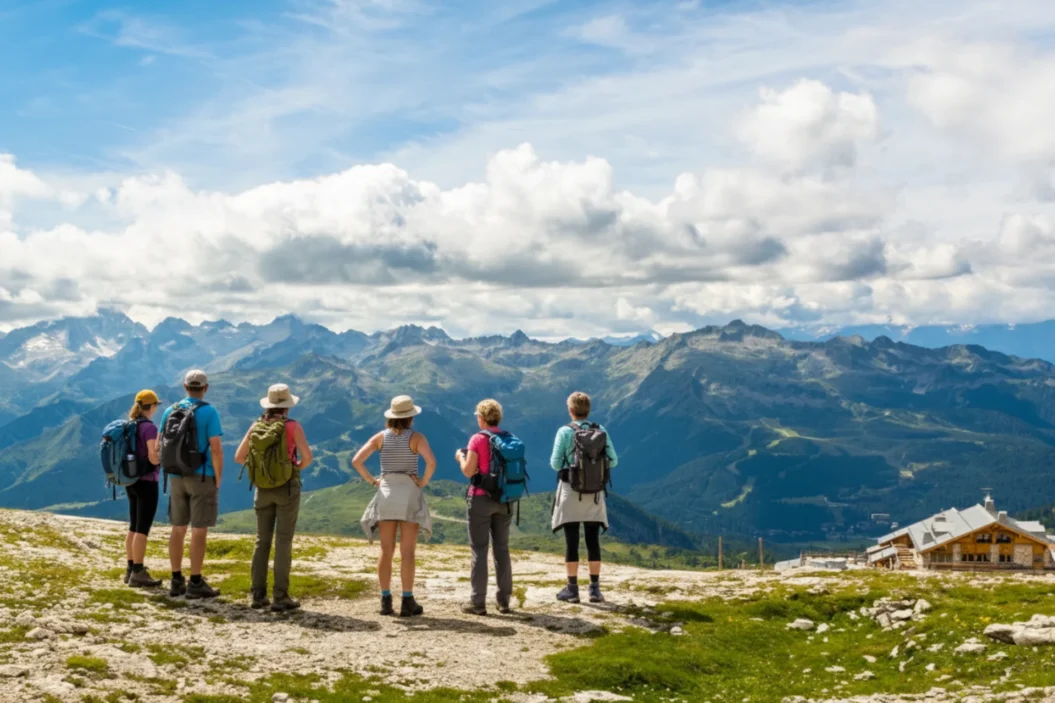 Hikers at Passo Grostè.