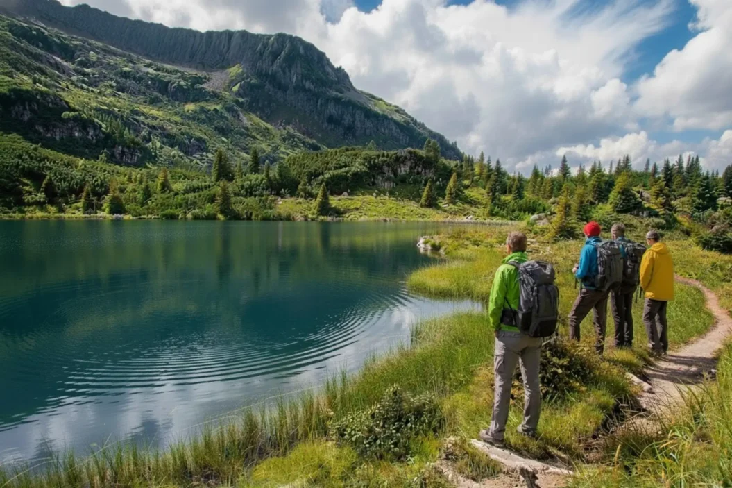 Hikers in Val di Fiemme.