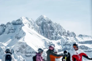 Madonna di Campiglio surrounded by majestic peaks of the Brenta Dolomites.