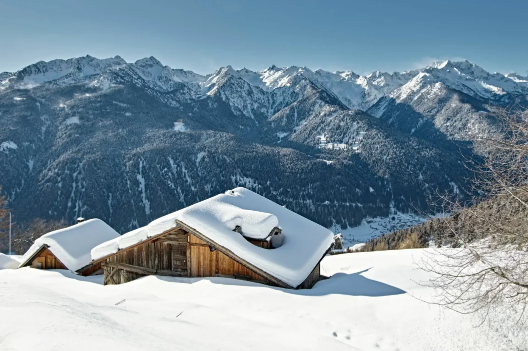 Mountain Hut in Val di Sole looking out to the Ortles-Cevedale Group.