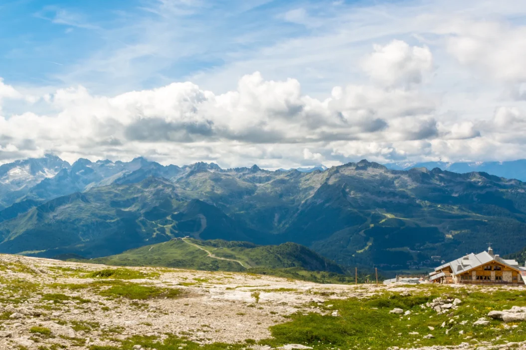 Passo Grostè with Chalet Spinale in the background.