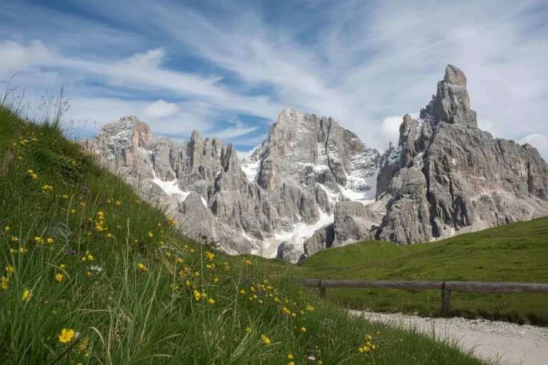 Passo Rolle with the San Martino peaks in the background.