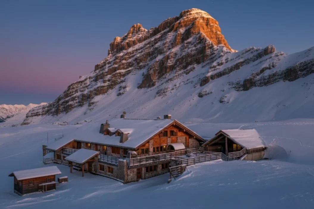 Rifugio Stoppani below Cima Grostè in Madonna di Campiglio.