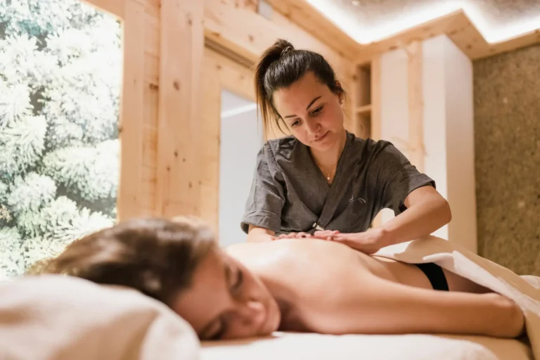 Getting a massage at Termi di Pejo day spa.