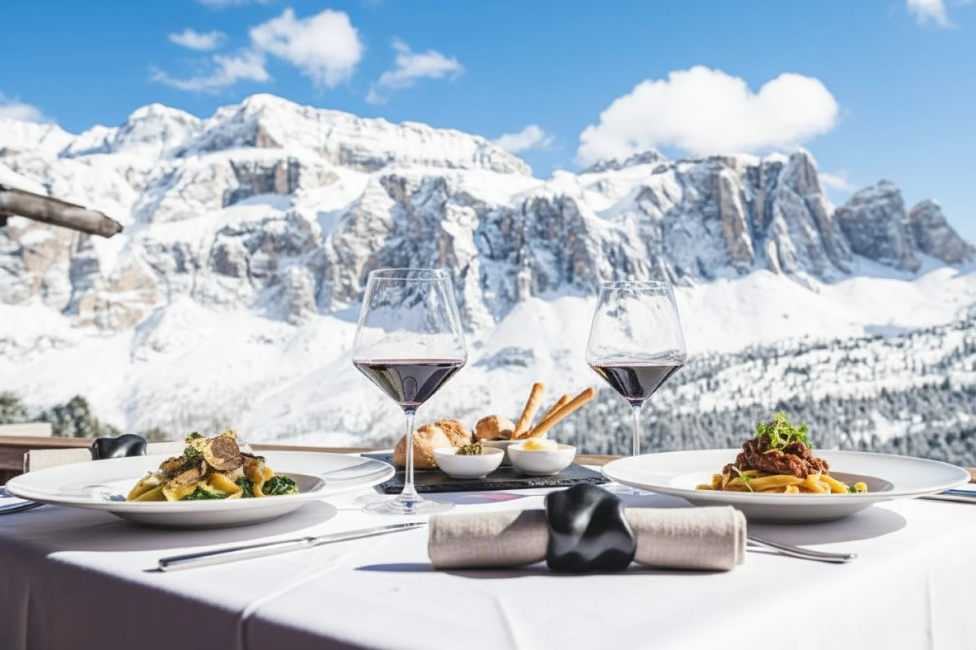 Val Gardena lunch on the slopes.